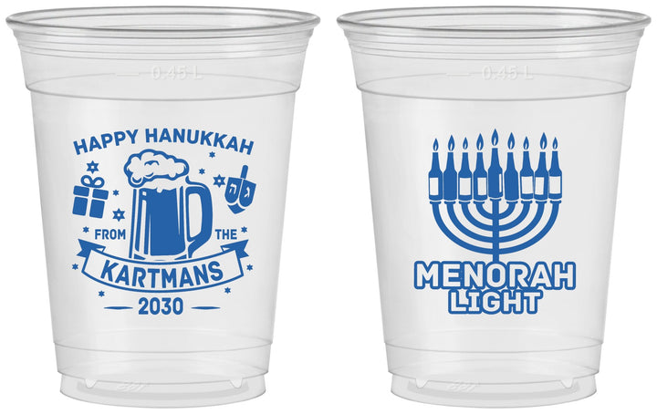 Custom Hanukkah 16 oz Soft Sided Clear Cups - Menorah | 270028