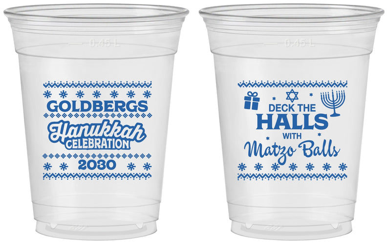 Custom Hanukkah 16 oz Soft Sided Clear Cups - Matzo Balls | 270029
