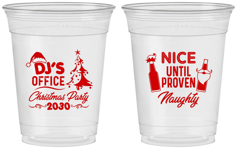 Custom Christmas 16 oz Soft Sided Clear Cups - Naughty Or Nice | 280000
