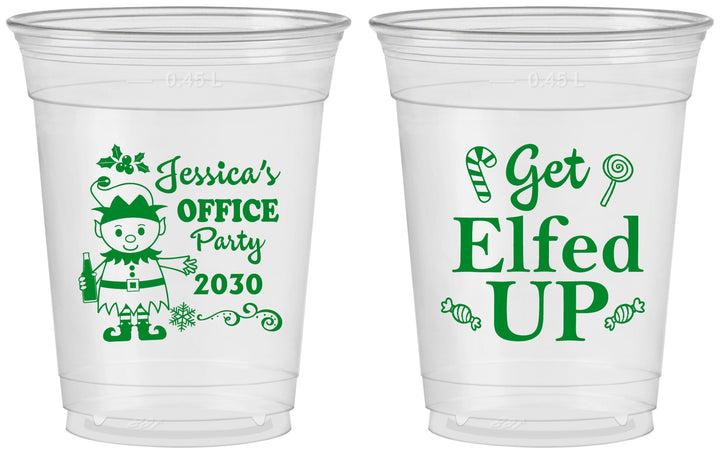 Custom Christmas 16 oz Soft Sided Clear Cups - Lets Get Elfed Up | 280007