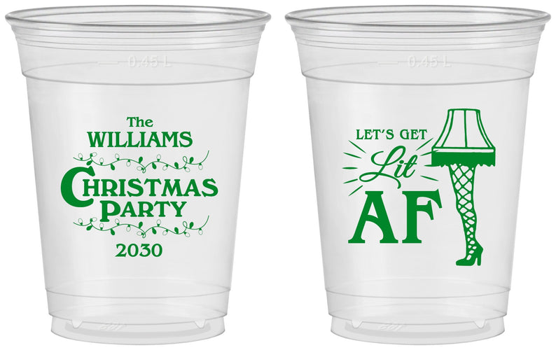 Custom Christmas 16 oz Soft Sided Clear Cups - Lit Af | 280011