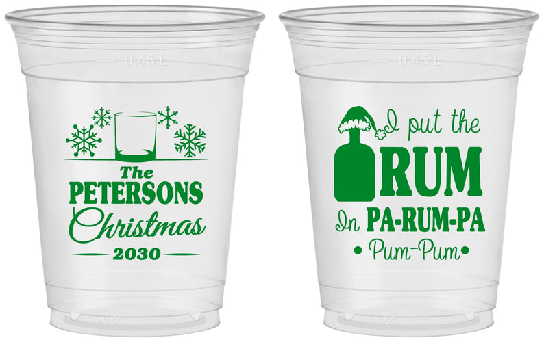 Custom Christmas 16 oz Soft Sided Clear Cups - Pa Rum Pa | 280013