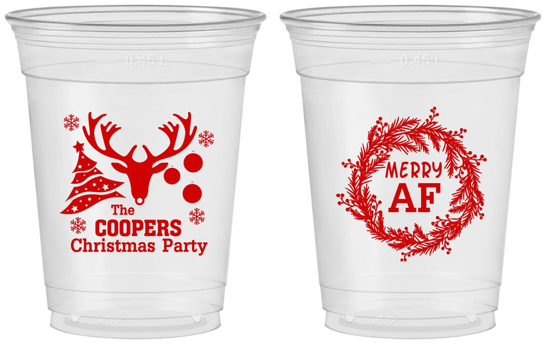 Custom Christmas 16 oz Soft Sided Clear Cups - Merry Af | 280014