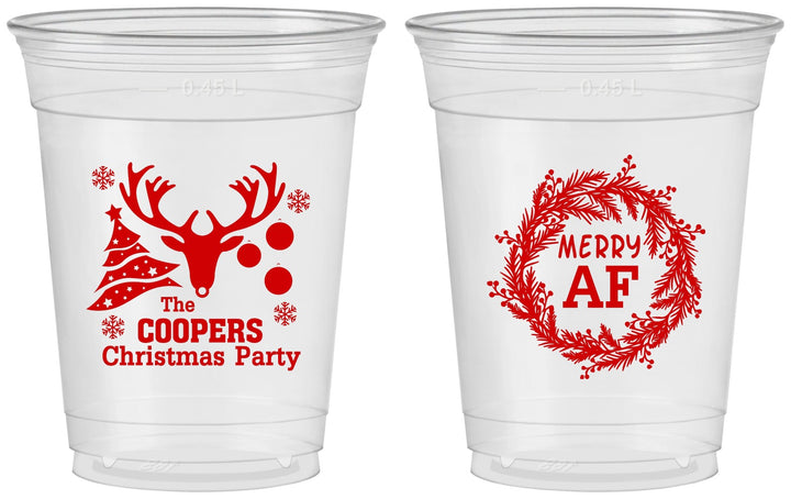 Custom Christmas 16 oz Soft Sided Clear Cups - Merry Af | 280014