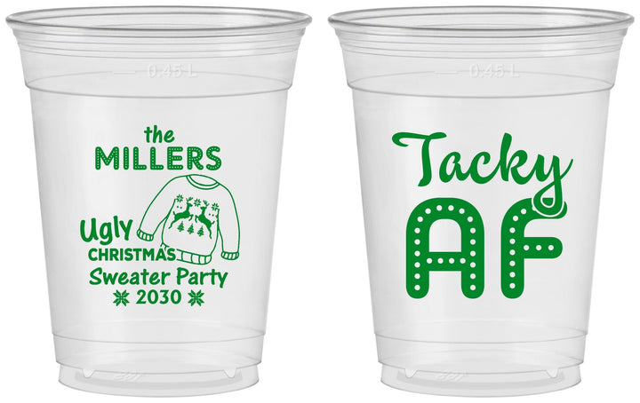 Custom Christmas 16 oz Soft Sided Clear Cups - Tacky Af | 280017