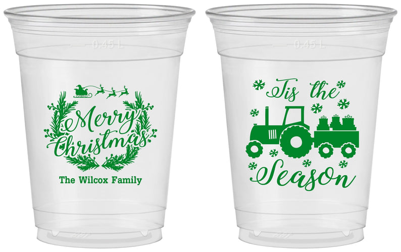 Custom Christmas 16 oz Soft Sided Clear Cups - Til The Season | 280019