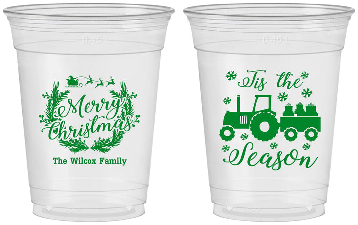 Custom Christmas 16 oz Soft Sided Clear Cups - Til The Season | 280019
