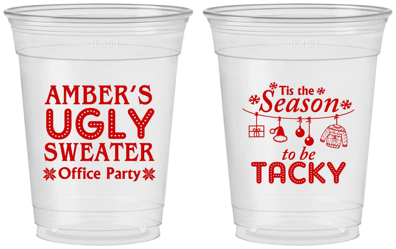 Custom Christmas 16 oz Soft Sided Clear Cups - Til The Season To Be Tacky | 280020