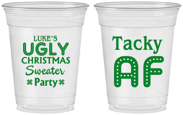 Custom Christmas 16 oz Soft Sided Clear Cups - Tacky Af | 280021