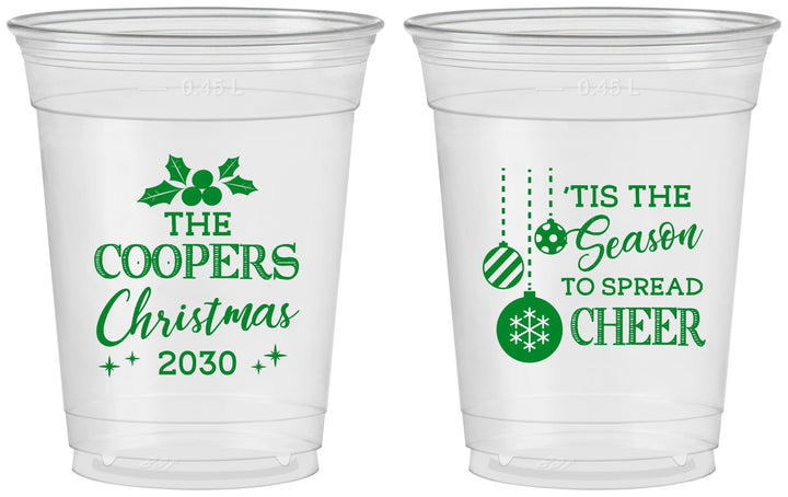 Custom Christmas 16 oz Soft Sided Clear Cups - Tis The Season | 280027