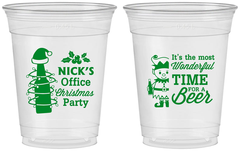 Custom Christmas 16 oz Soft Sided Clear Cups - Elf | 280029