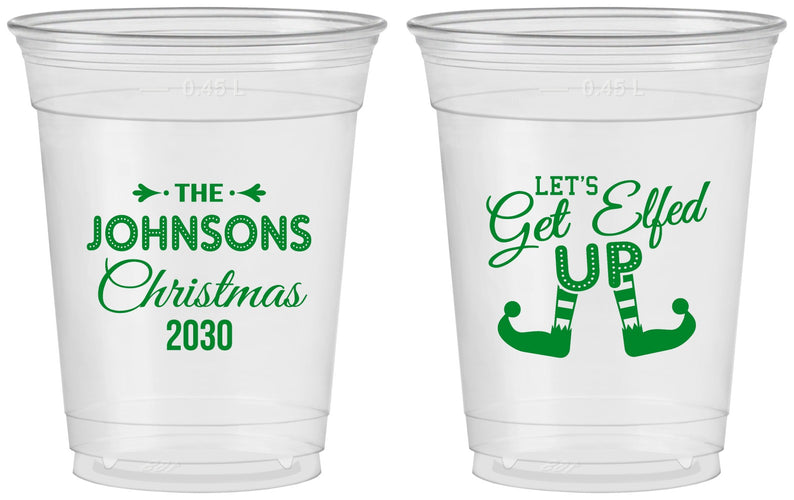 Custom Christmas 16 oz Soft Sided Clear Cups - Lets Get Elfed Up | 280037