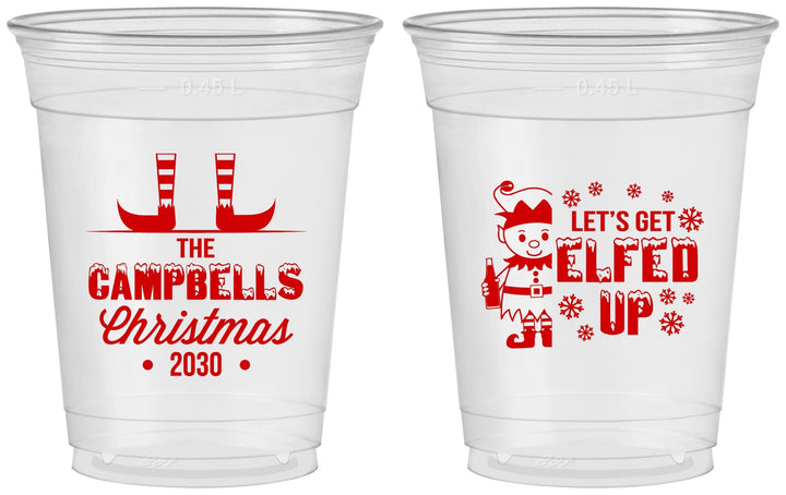 Custom Christmas 16 oz Soft Sided Clear Cups - Lets Get Elfed Up | 280038