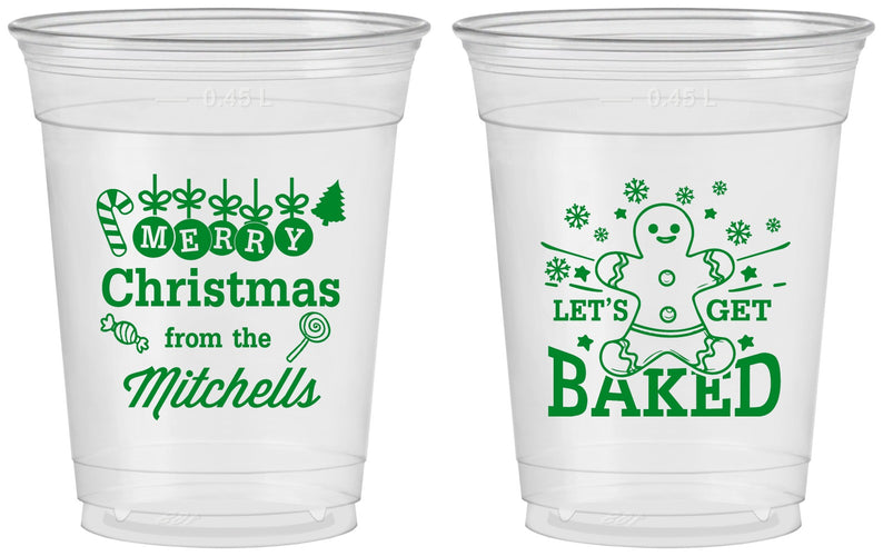 Custom Christmas 16 oz Soft Sided Clear Cups - Lets Get Baked | 280039