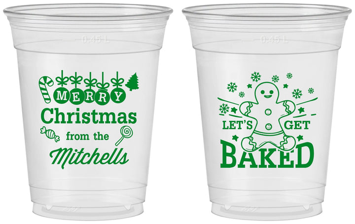 Custom Christmas 16 oz Soft Sided Clear Cups - Lets Get Baked | 280039
