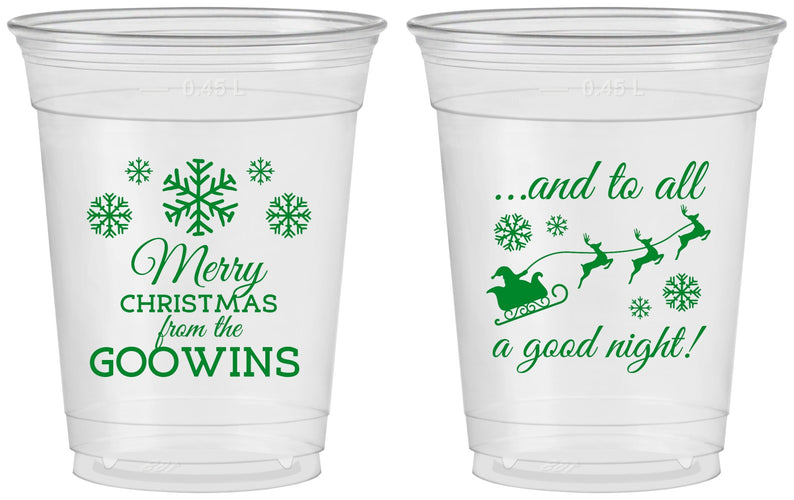 Custom Christmas 16 oz Soft Sided Clear Cups - To All A Good Night | 280041
