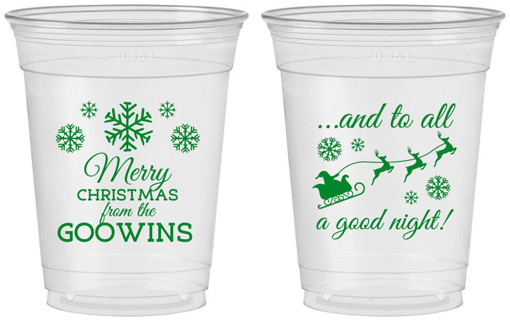 Custom Christmas 16 oz Soft Sided Clear Cups - To All A Good Night | 280041