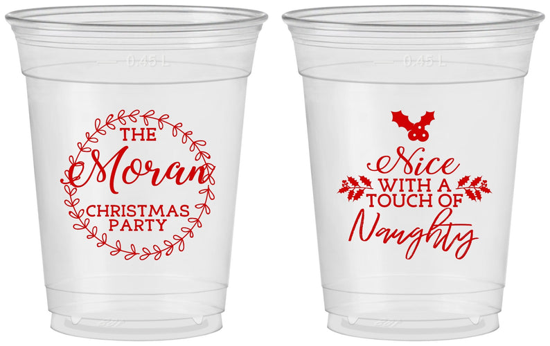 Custom Christmas 16 oz Soft Sided Clear Cups - Touch Of Naughty | 280048