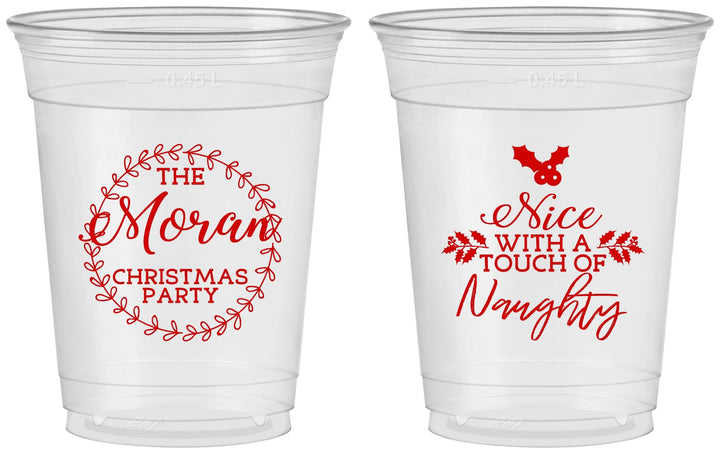 Custom Christmas 16 oz Soft Sided Clear Cups - Touch Of Naughty | 280048