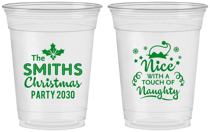 Custom Christmas 16 oz Soft Sided Clear Cups - Touch Of Naughty | 280049
