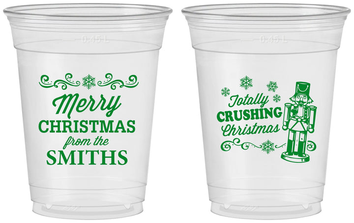 Custom Christmas 16 oz Soft Sided Clear Cups - Snowflakes | 280053