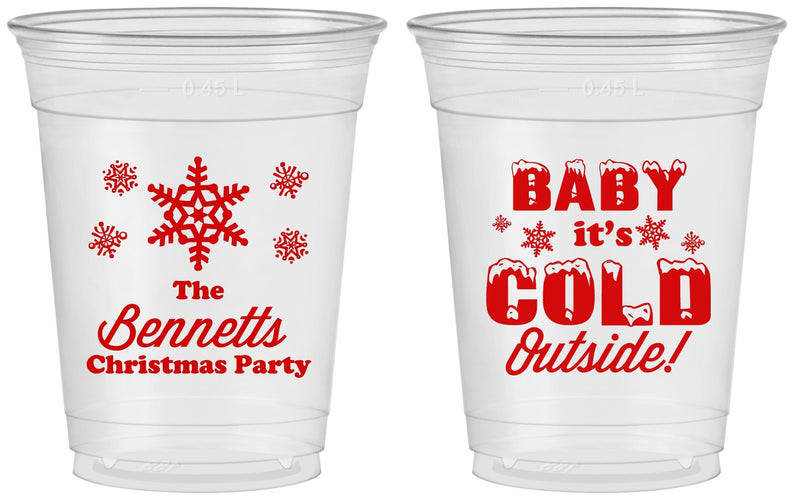 Custom Christmas 16 oz Soft Sided Clear Cups - Joy To The World | 280054