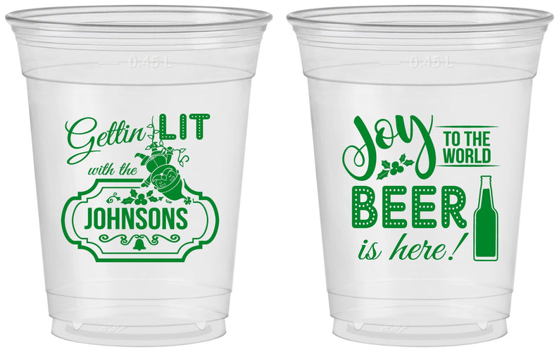 Custom Christmas 16 oz Soft Sided Clear Cups - Wine | 280055