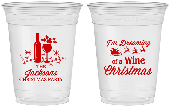 Custom Christmas 16 oz Soft Sided Clear Cups - Bah Hum Bug | 280056