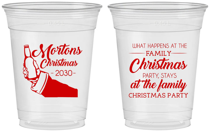 Custom Christmas 16 oz Soft Sided Clear Cups - Santa Claus | 280060