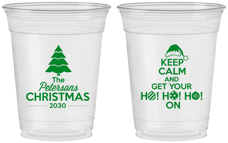 Custom Christmas 16 oz Soft Sided Clear Cups - Ho Ho Ho | 280061