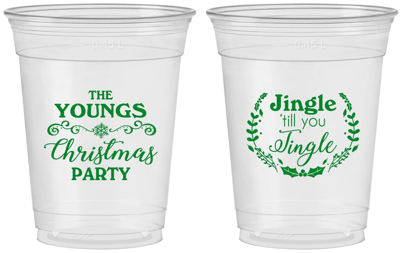 Custom Christmas 16 oz Soft Sided Clear Cups - Jingle Til You Jingle | 280063