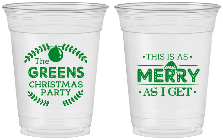 Custom Christmas 16 oz Soft Sided Clear Cups - Merry As I Get | 280065