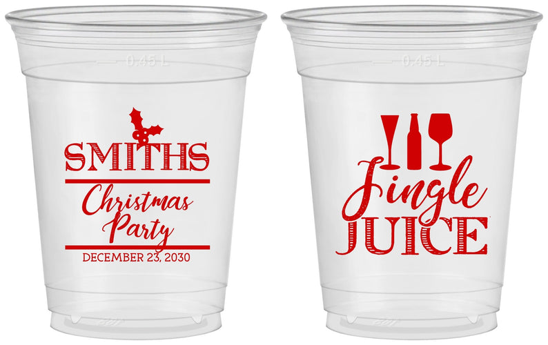 Custom Christmas 16 oz Soft Sided Clear Cups - Jingle Juice | 280066