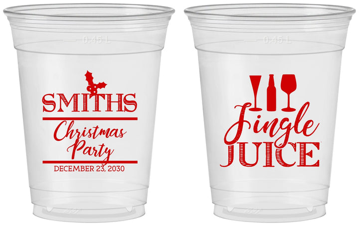 Custom Christmas 16 oz Soft Sided Clear Cups - Jingle Juice | 280066