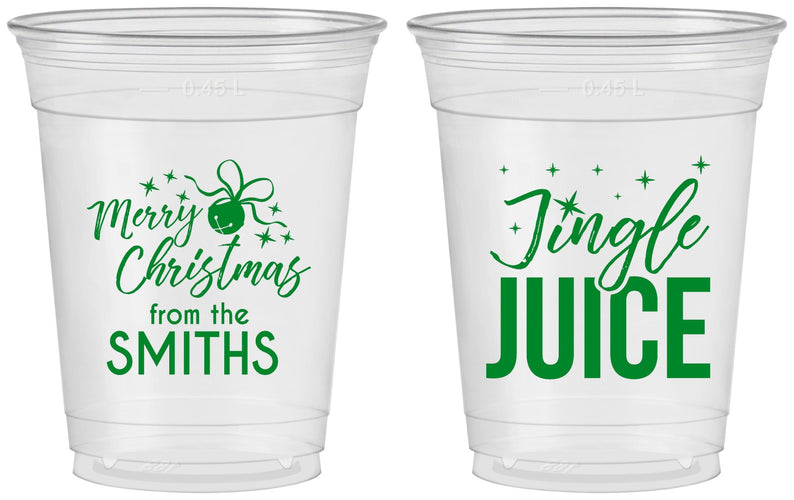 Custom Christmas 16 oz Soft Sided Clear Cups - Jingle Juice | 280067