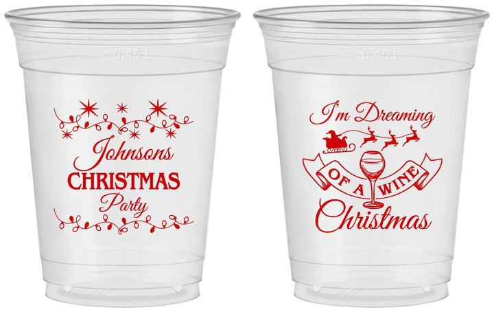 Custom Christmas 16 oz Soft Sided Clear Cups - Wine | 280068