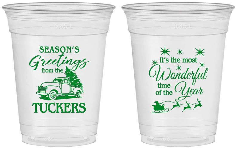 Custom Christmas 16 oz Soft Sided Clear Cups - Season Greetings | 280071
