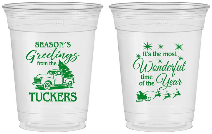 Custom Christmas 16 oz Soft Sided Clear Cups - Season Greetings | 280071