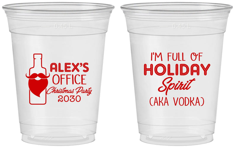 Custom Christmas 16 oz Soft Sided Clear Cups - Holiday Spirit | 280072
