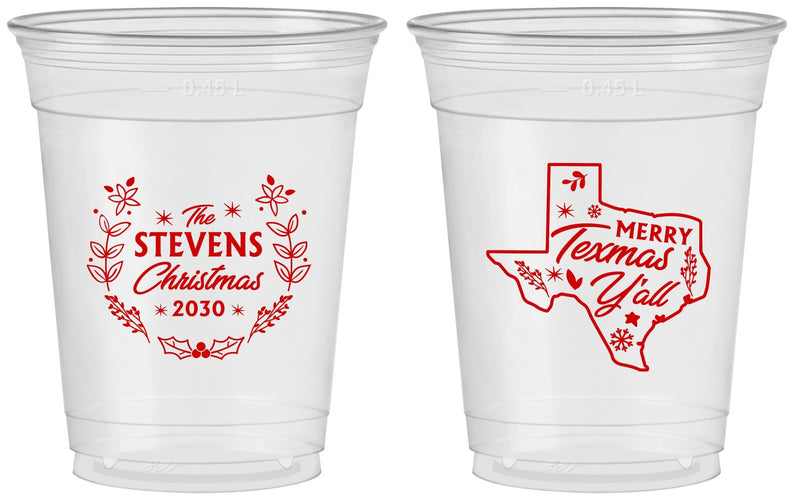 Custom Christmas 16 oz Soft Sided Clear Cups - Texmas Yall | 280074