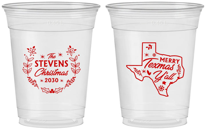 Custom Christmas 16 oz Soft Sided Clear Cups - Texmas Yall | 280074