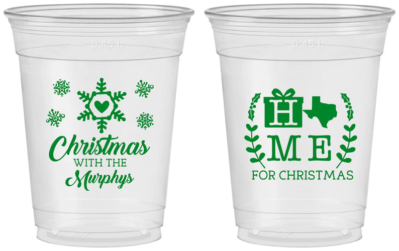 Custom Christmas 16 oz Soft Sided Clear Cups - Texas | 280075