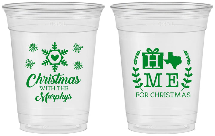 Custom Christmas 16 oz Soft Sided Clear Cups - Texas | 280075