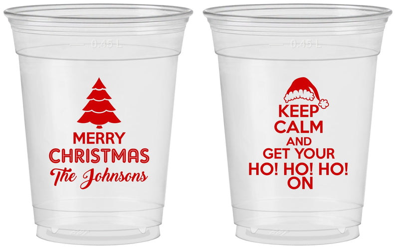 Custom Christmas 16 oz Soft Sided Clear Cups - Ho Ho Ho | 280076