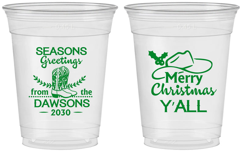 Custom Christmas 16 oz Soft Sided Clear Cups - Texas | 280077