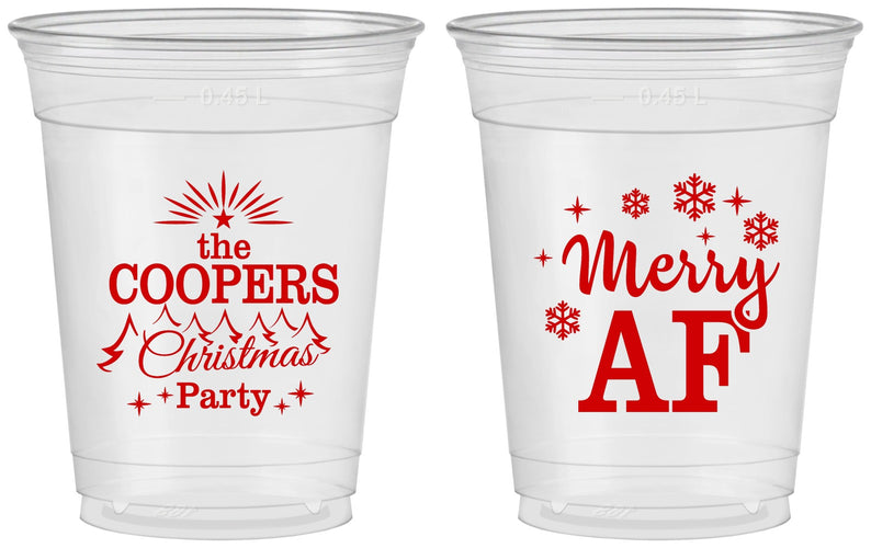 Custom Christmas 16 oz Soft Sided Clear Cups - Merry Af | 280078