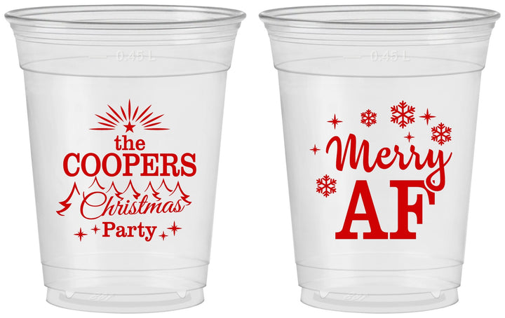 Custom Christmas 16 oz Soft Sided Clear Cups - Merry Af | 280078