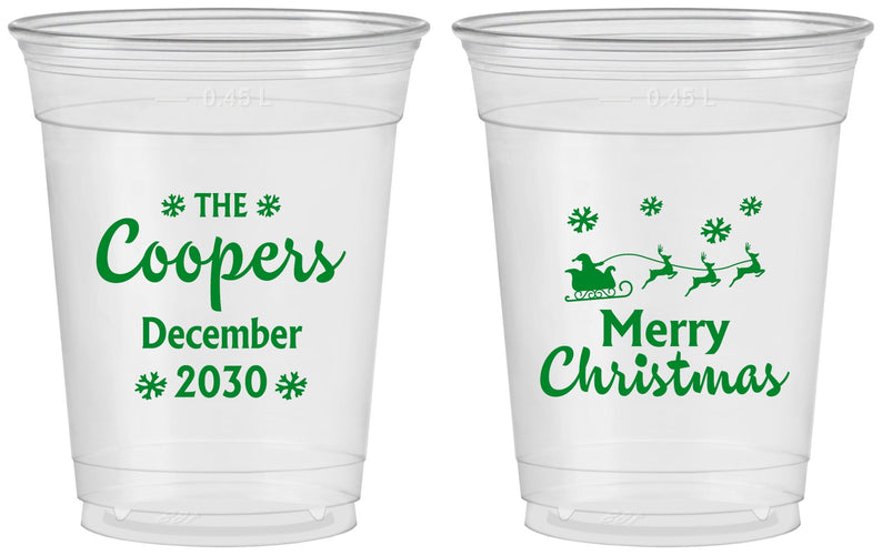 Custom Christmas 16 oz Soft Sided Clear Cups - Santa Claus | 280079