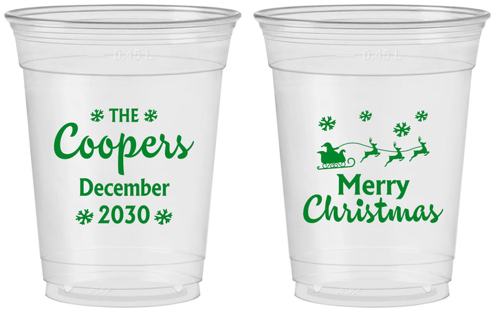 Custom Christmas 16 oz Soft Sided Clear Cups - Santa Claus | 280079