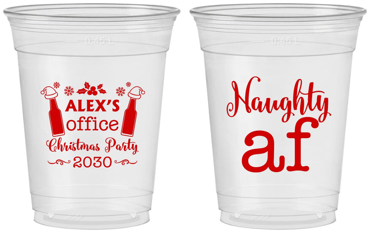 Custom Christmas 16 oz Soft Sided Clear Cups - Naughty Af | 280084